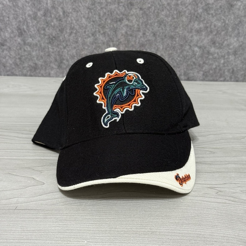 Vintage 90s Miami Dolphins‎ Twins Enterprise NFL Hat Black White OSFA Adjustable